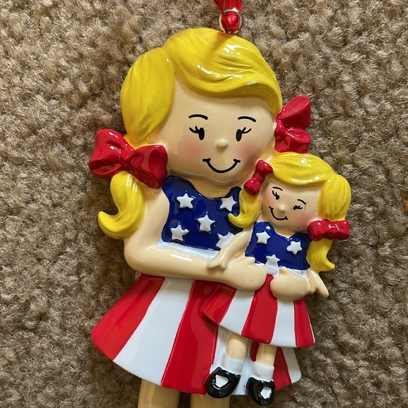 Patriotic Girl With Doll Personalizable Holiday Ornament - Picture 3 of 5
